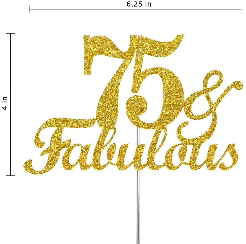 Fabulous & 75 Cake Topper Gold Glitter, 75th Birthday Party Decoration Ideas gallery