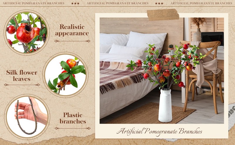 10 Pcs 21.65'' Artificial Pomegranate es Tall Faux gallery