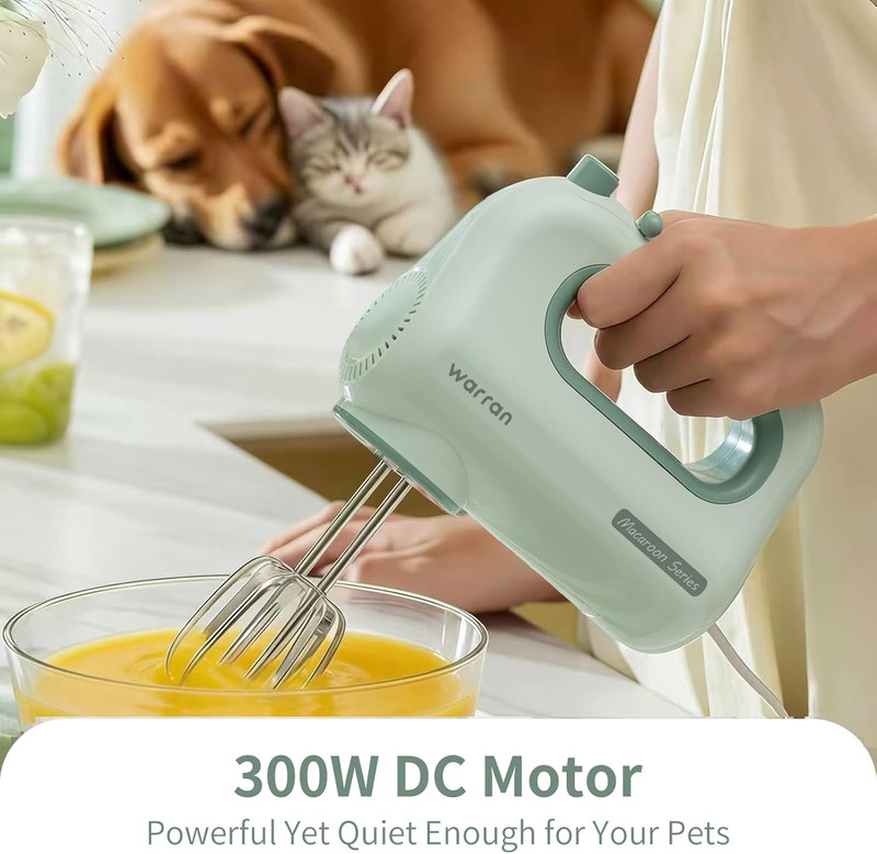 300W Compact Lightweight Electric Hand Mixer, with Powerful Quiet DC Motor for B gallery