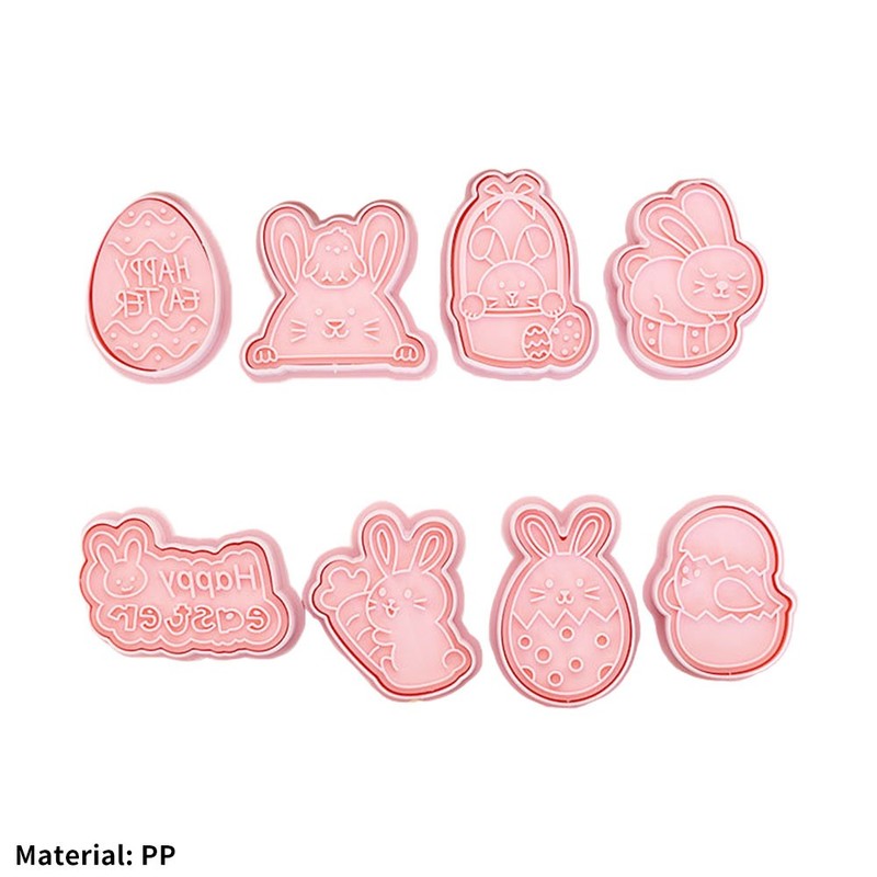 8Pcs/set Easter Cookie Cutter Rabbit Egg Biscuit Cutter 3D Cartoon Molds OY gallery