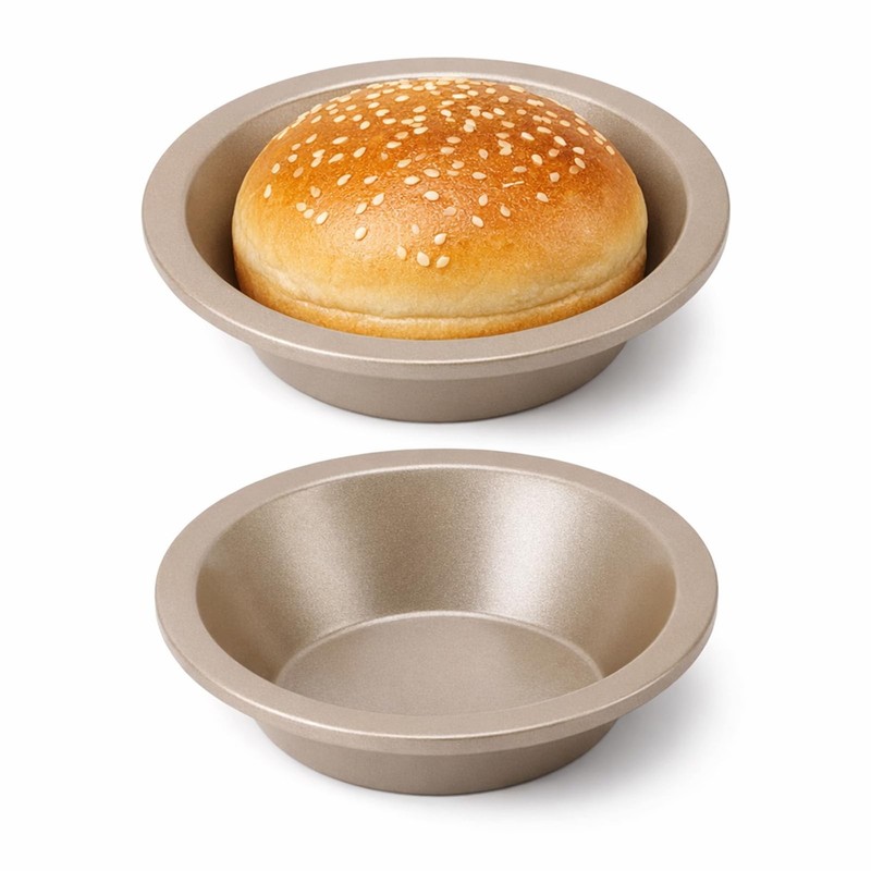 2 PCS Hamburger Bun Mold Cake Bread Baking Non Stick Trays Patties 4.9 Inch