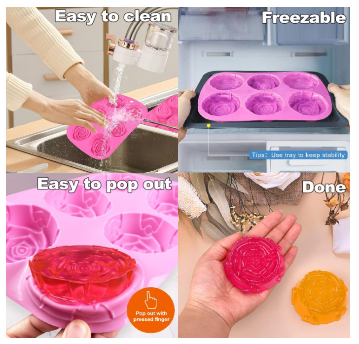 Silicone Rose Mold 2 PCS 6 Cavity Silicone Flowers Shaped Ice Cube etc. Mold New gallery