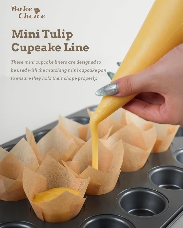 200pcs Natural Mini Tulip Cupcake Liners for Baking Cups, Unbleached, Greasep... gallery