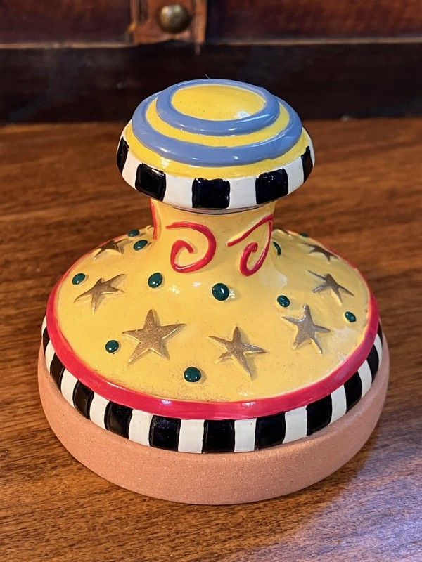Vintage Childs Checkered Cookie Press Stamp Mold Terracotta Clay Baking Art Star gallery