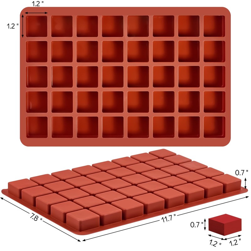 2 Pack Square Silicone Chocolate Molds, 40Cavity Candy Molds, Mini Ice Cube M... gallery