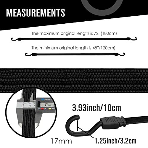 Bungee Cords with Hooks - Rubber - 48 Inch - 4 Black - Long gallery
