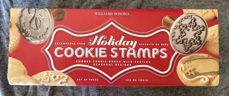 Williams-Sonoma Christmas Cookie Stamp Kit Set of 3 New In Box