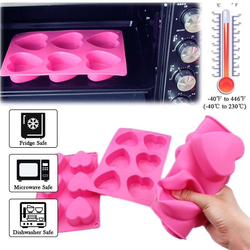 BAKER DEPOT 6 Holes Heart Shaped Set of 2 Silicone Mould gallery