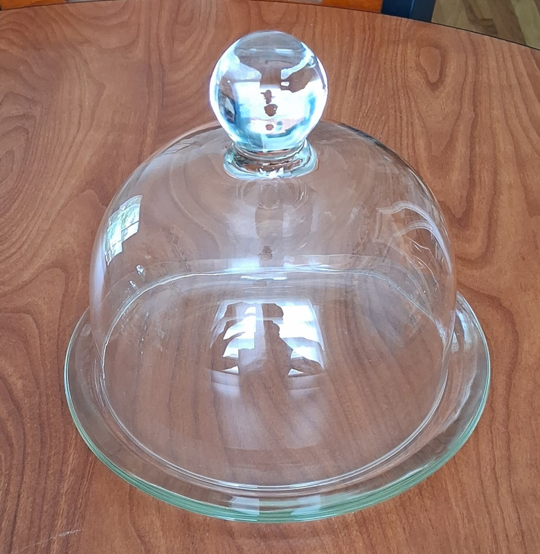 Vintage Clear Crystal 1-Tier Round Cake Stand with Dome Lid