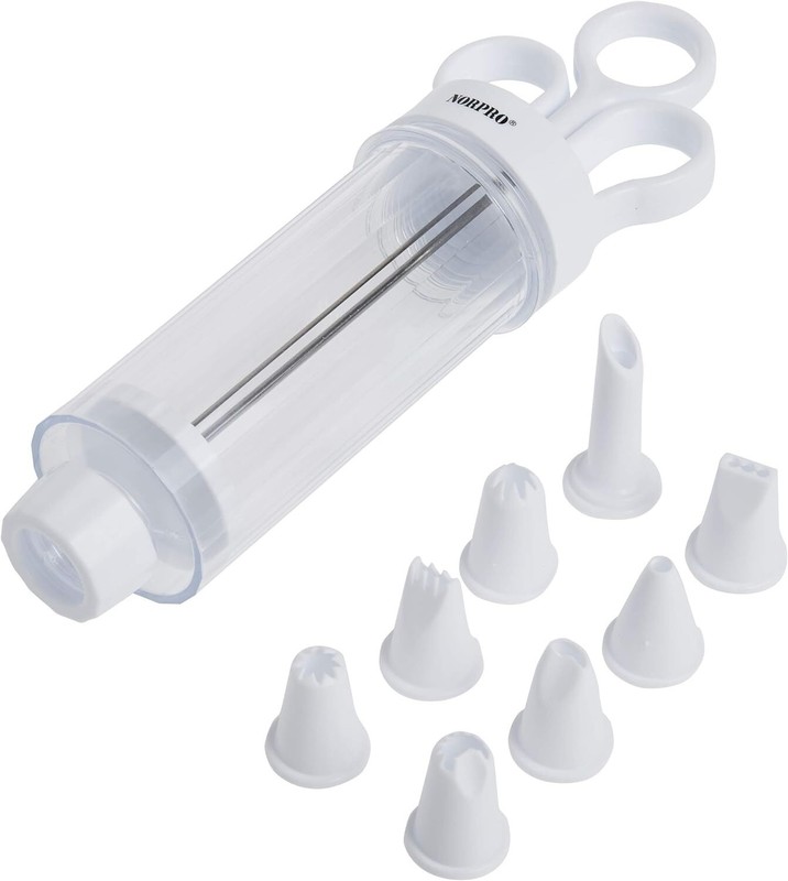 Norpro Cupcake Injector/Decorating Icing Set, 9-Piece Stainless White