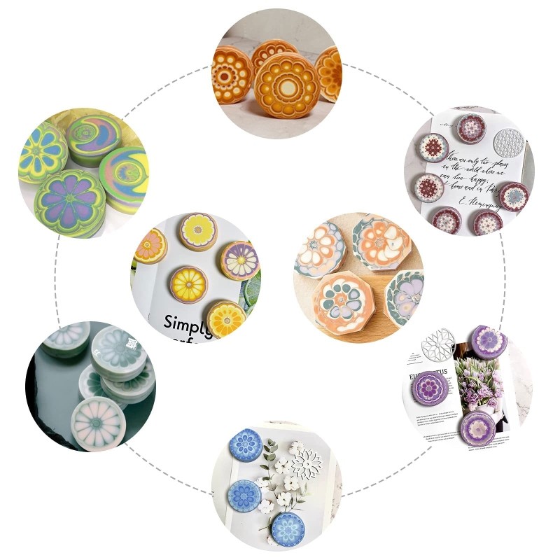 6 Styles 2.75in Round Soap Mold Tools Silicone Swirl Partition Flower Template gallery