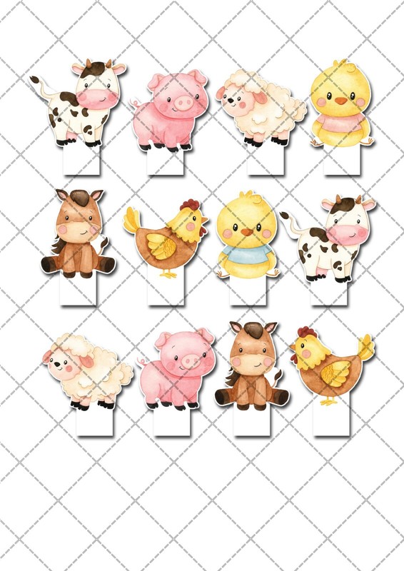 Baby Farm Animals Farmyard Pre-cut Edible Stand-Up Wafer Card Cupcake Toppers gallery