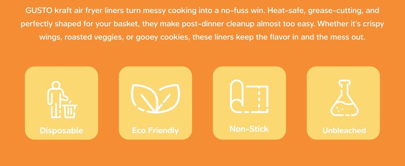 [8 Inch - 125 Count] Square Air Fryer Liners Disposable - Non-Sti, gallery