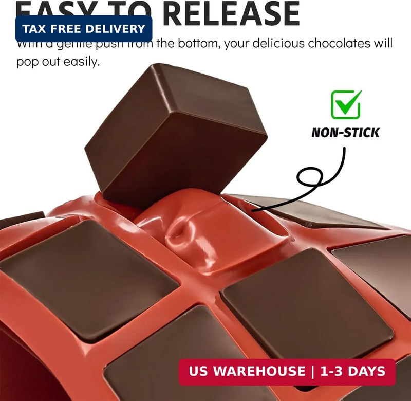 Puyeipt 2 Pack Square Silicone Chocolate Molds, 40-Cavity Candy Molds, Mini Ice gallery