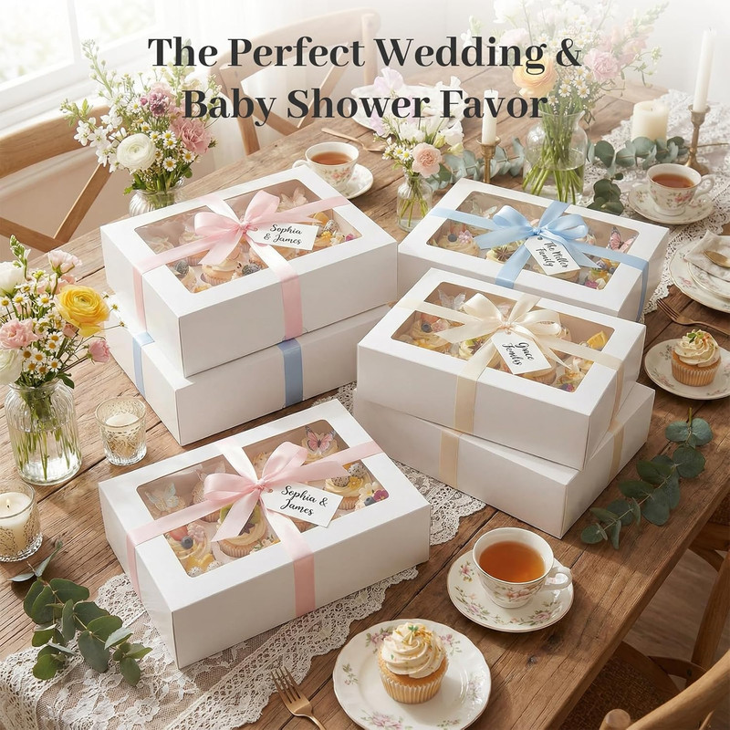 12 Count Cupcake Boxes, 6PCS Cupcake Container with Window Boxes Holding 72 Past gallery