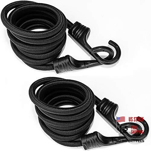 7″ Black Bungee Cords with Hooks – Heavy Duty Pcs 72″ – 2 Pack