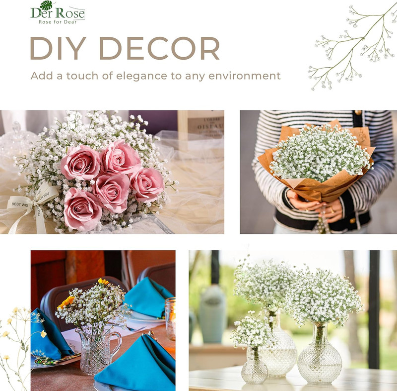 12Pcs Babys Breath Artificial Flowers, 21in Floral Stems for Vase Decor | Trim 1 gallery