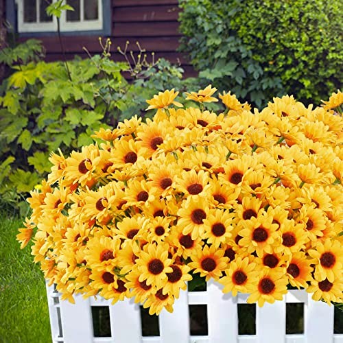 10 Bunches Sunflowers Artificial Flowers,Fake Mums Fall Daisy Plants for gallery