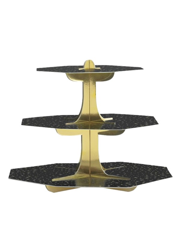 Black Gold Tiered Cupcake Treat Stand 24 Cupcake Holder Party Centerpiece