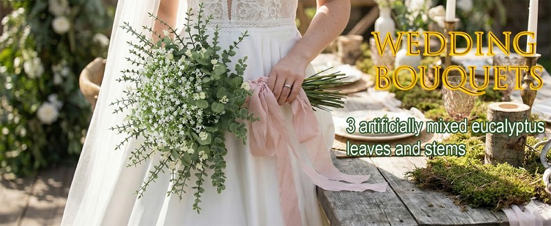 130 Pcs Artificial Mixed Eucalyptus Stems Bulk, 5 Kinds of Faux gallery