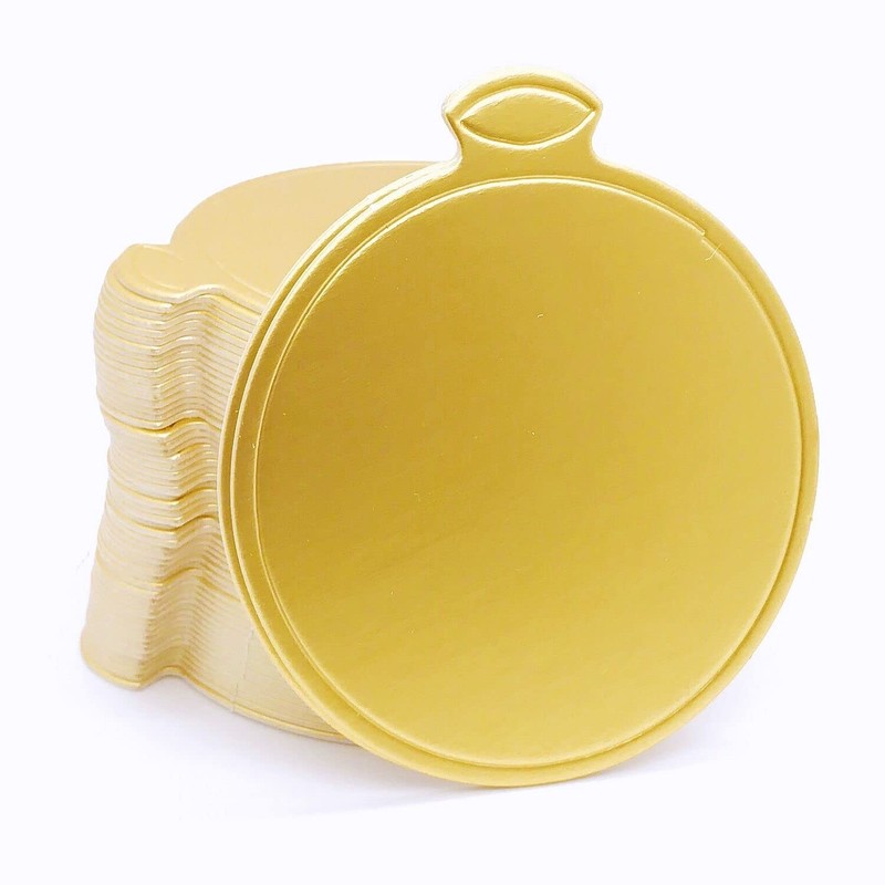 100 PCS 3.1 Inch Golden Mini Round Cardboard Cake Boards Mousse Cupcake Base