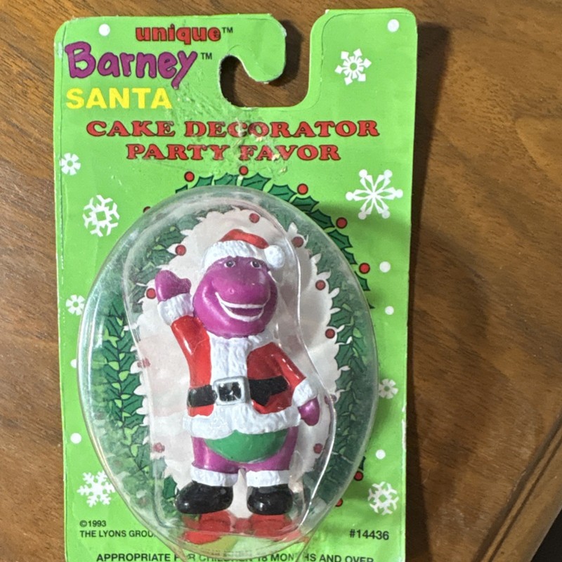 Unique Barney Santa Cake Topper Party Favor Christmas Dinosaur MPN 14436