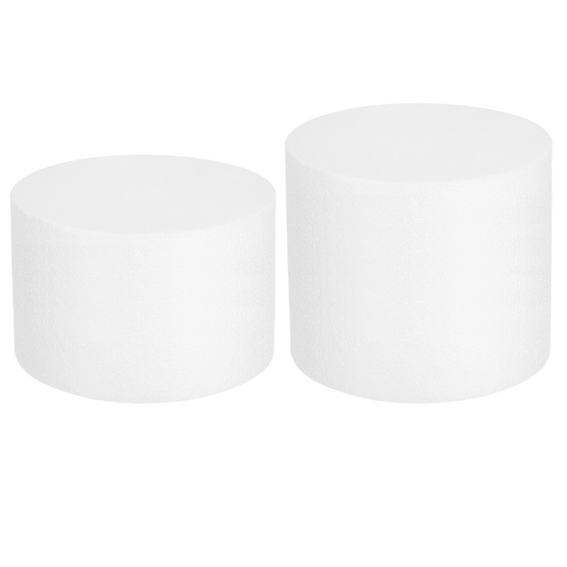 Round Foam Cake Dummy, 8″x 5″,8″x 6″ White Fake Cake Circles Dummies, 2Pcs
