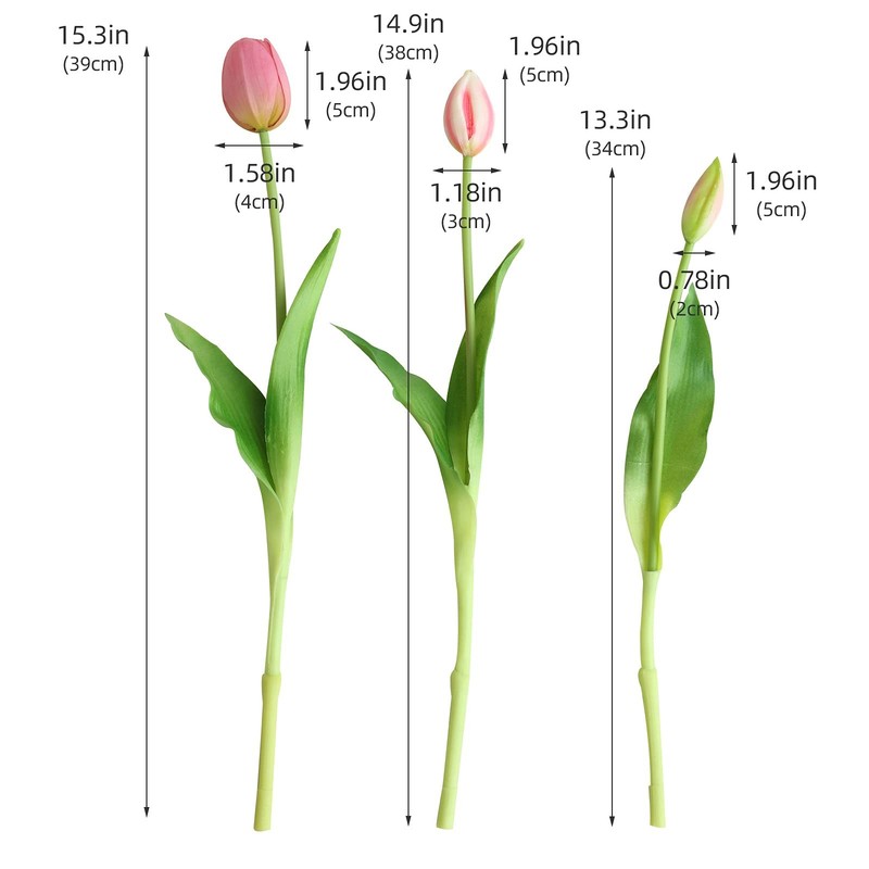 Dayhap Artificial Flowers 20Pcs Fake Tulips Real Touch Faux Latex Tulips gallery