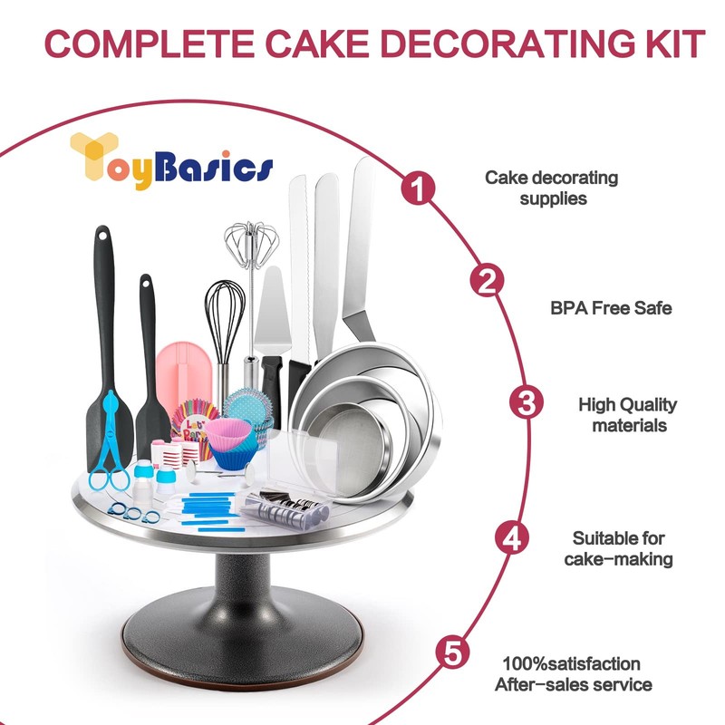 Aluminum Alloy Revolving Cake Stand & Carrier - 268PCS Kit with 54 Piping Tip... gallery
