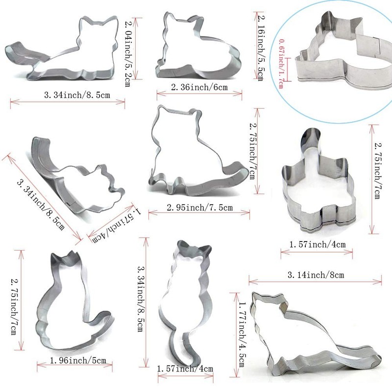 8 PCS Cat Cookie Cutter Set Stainless Steel Cat Cookie Cutters Shapes Candy Food gallery