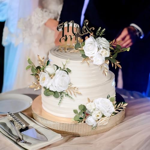 3PCS Wedding Cake Toppers Flowers for Cake Decorating Artificial Cake White gallery