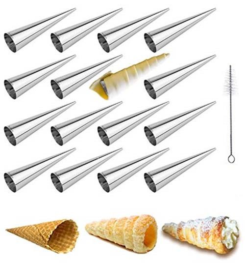 EUICAE Cream Horn Molds 5-inch Large Size Cream Horn Forms Pack of 16
