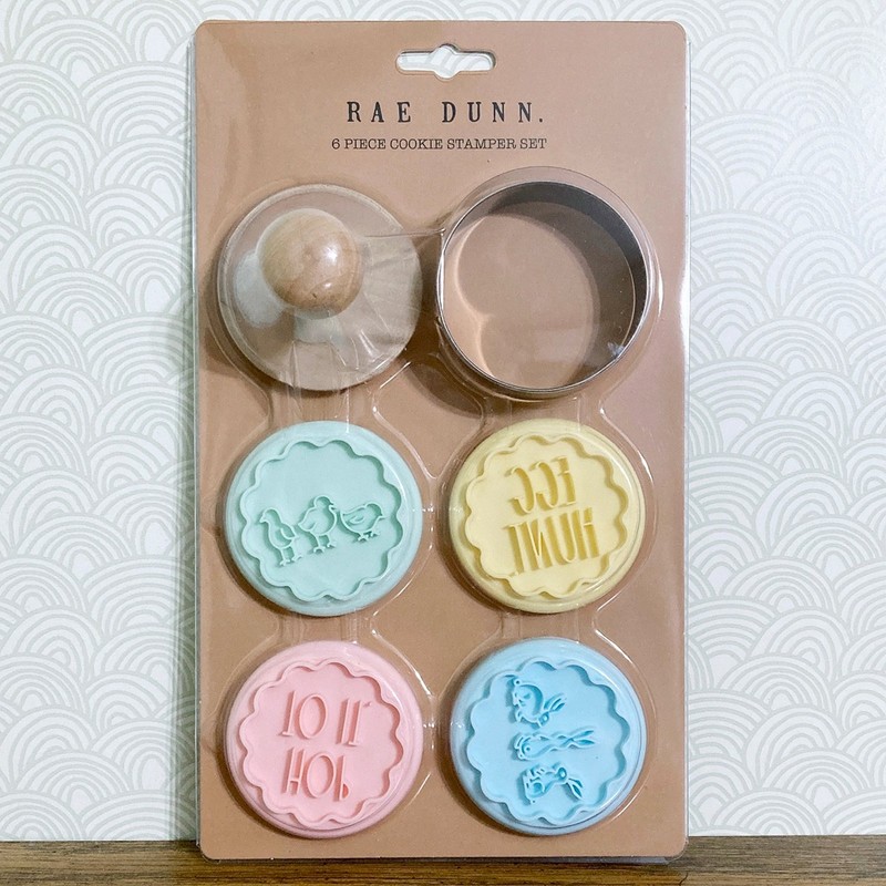 Rae Dunn Easter Cookie Stamp Cutter Set Silicone Wood Handle Spring Bunny gallery