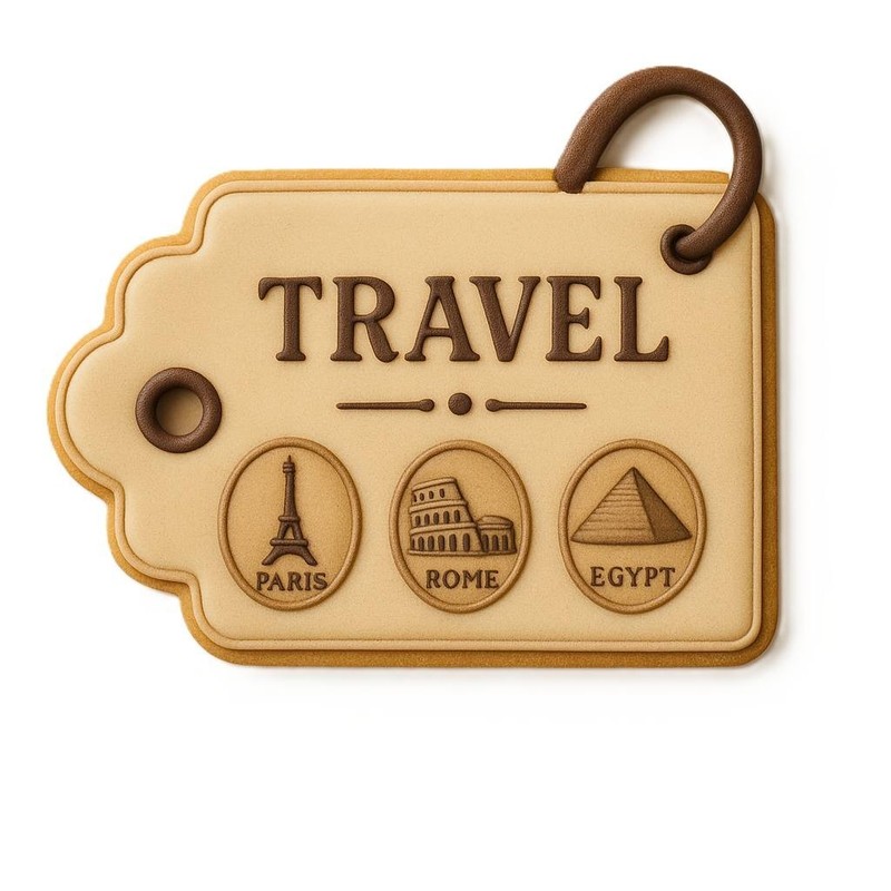 7 Piece Travel Agent Vacation Cookie Cutter Set Metal Suitcase Passport Airplane gallery