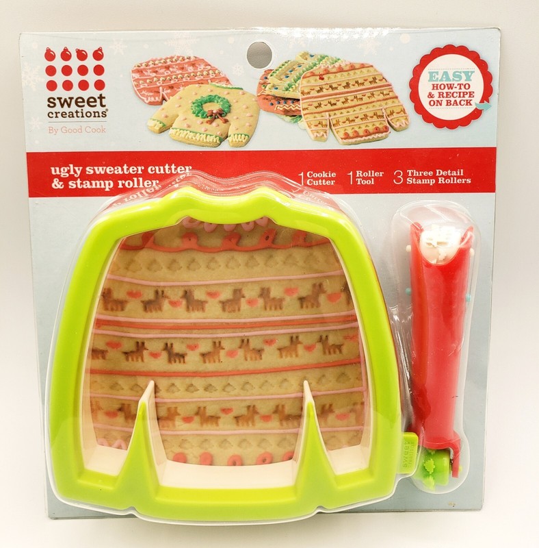 Ugly Sweater Cookie Cutter Stamp Roller Set Good Cook Christmas Holiday Party