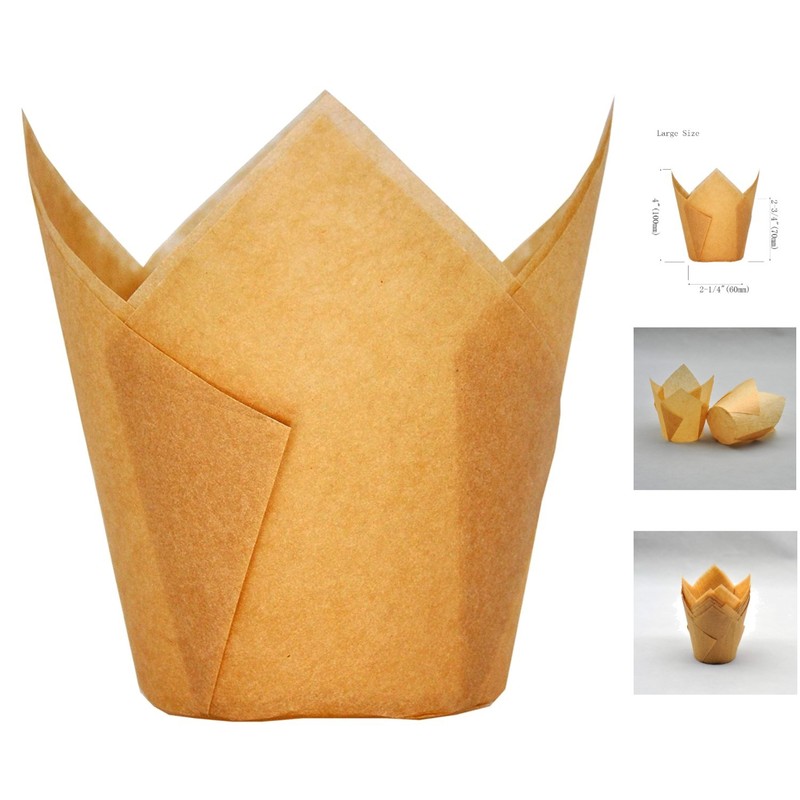 Natural Tulip Baking Cups – 500 Greaseproof Disposable Cups for Perfect Muffins