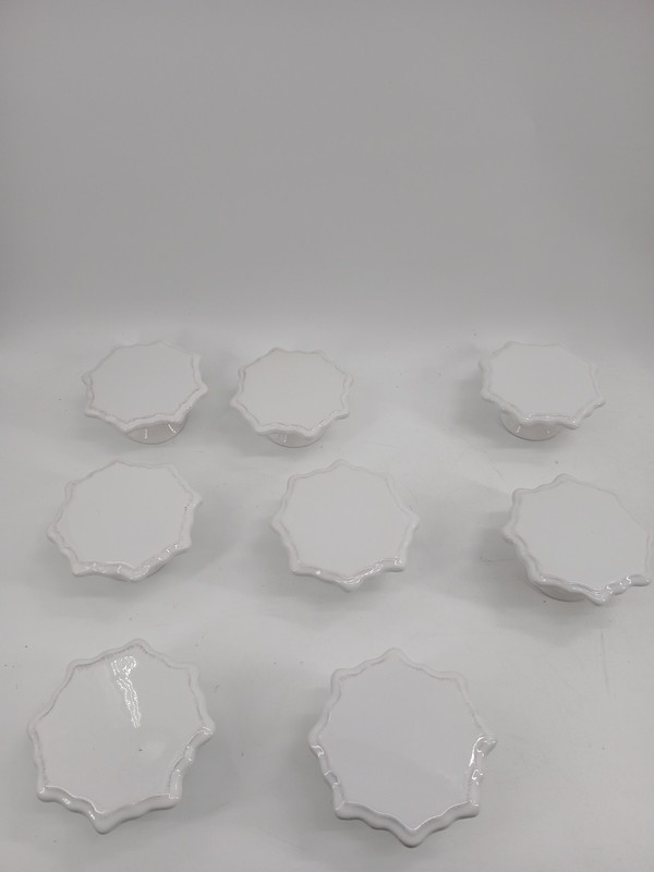 (Lot Of 8) Bianca American Atelier White CupCake Pesestal Plates Sets gallery