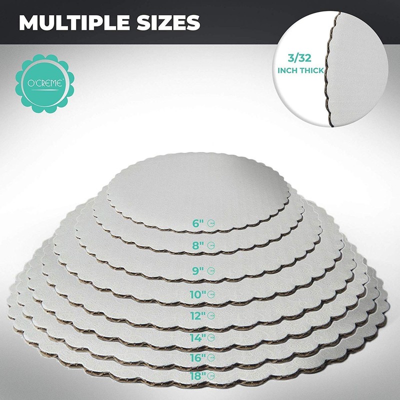 10 Pack 10 Inch WhiteTop Scalloped Round Cake Pastry Board 3/32 Inch Thick gallery