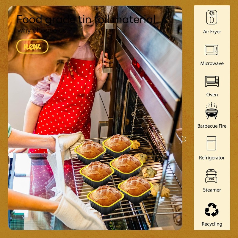 Mini Square Baking Cups with Lids and Spoons 50 Pcs Black (5oz) 5 OZ gallery