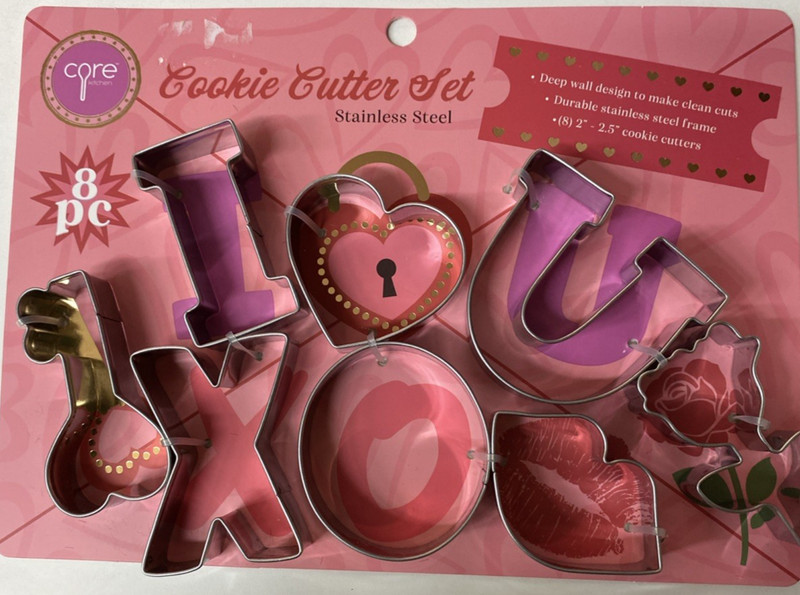 Core Kitchen 8-Piece Stainless Steel “I Love You” Cookie Cutter Set