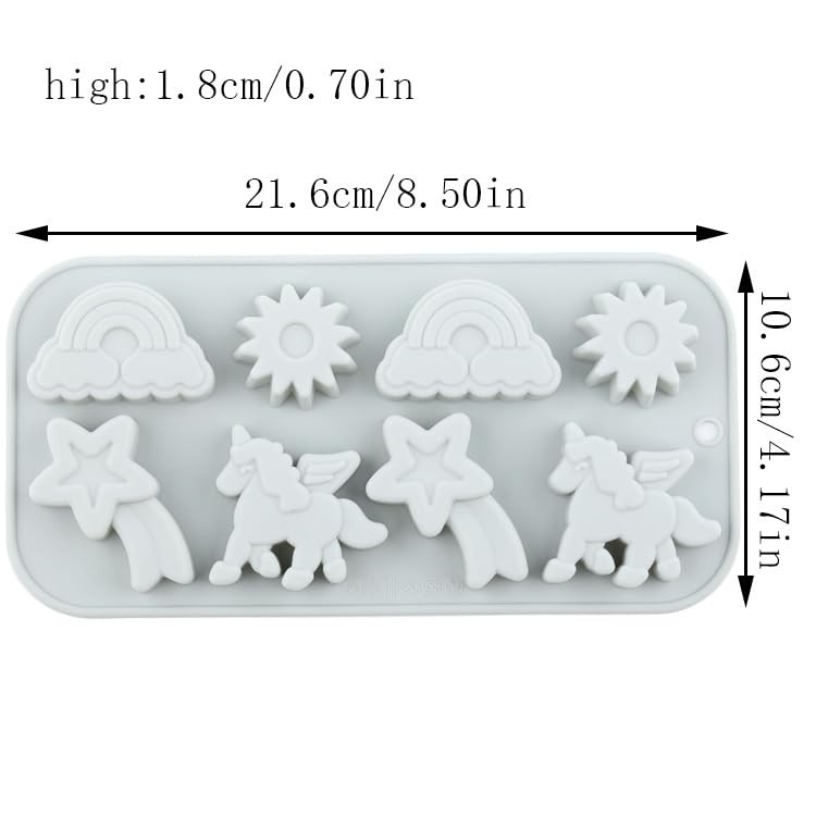AIBOYA 8 Cavity Winged Unicorn Themed Silicone Molds Rainbow Unicorn Sun Mete... gallery
