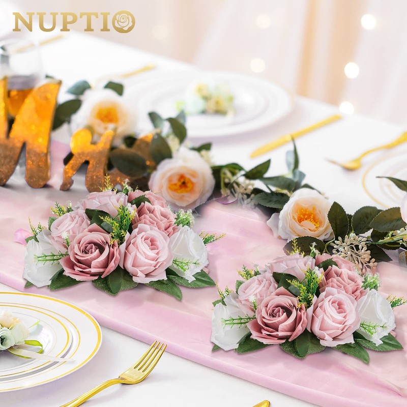NUPTIO 6x 9.5" Fake Flower Balls for Wedding Centerpieces - Hemispherical Rose gallery