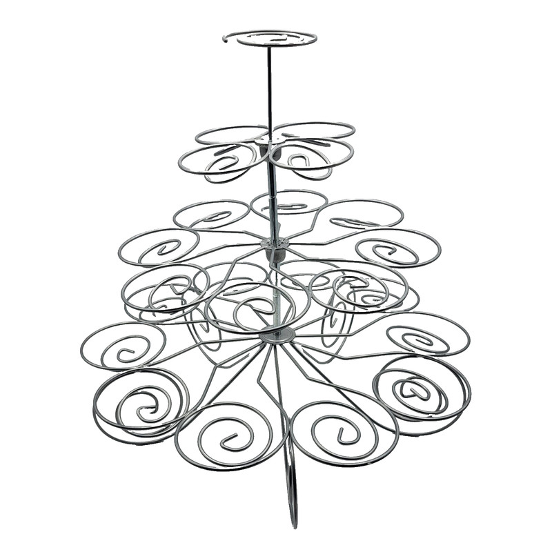 Fancy Silvertone 3 Tier Cupcake Dessert Stand 13" Tall Holds 22 gallery