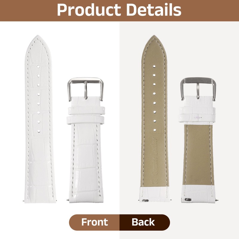 Genuine Leather Watch Strap 23mm Quick Release White gallery