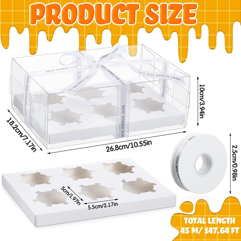 24 Pack Clear Cupcake Boxes 6 Count Plastic Clear Cupcake Containers with Gif... gallery