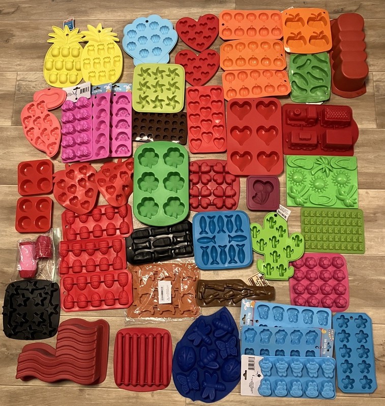 Lot 47 Silicone Molds Wilton Ikea Candy Chocolate Ice Mints Soap Baking Holiday