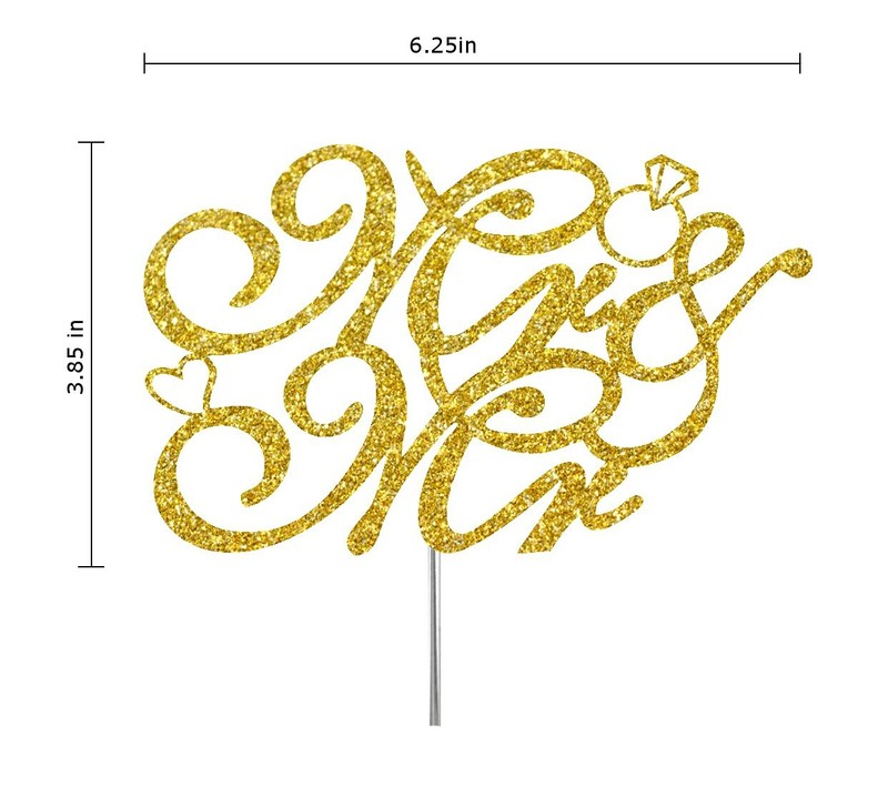Mr & Mr Gold Glitter Cake Topper, Wedding Party Decorations Ideas gallery