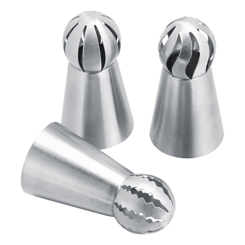 3pc Cake Icing Nozzle Pastry Decor Point Kit Stainless Steel Silver Flower Op... gallery