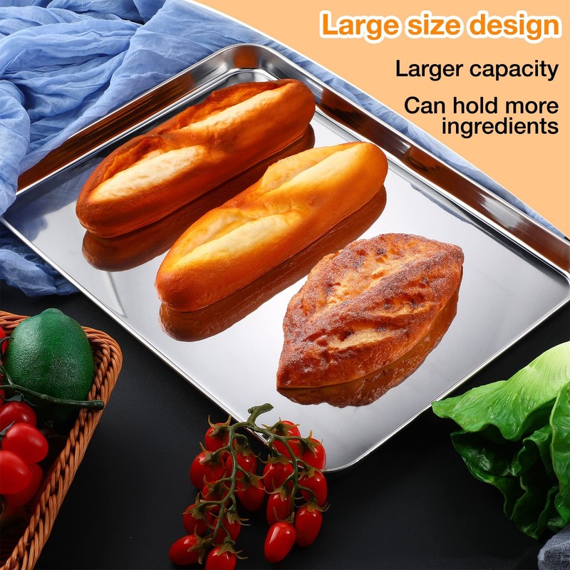 Mimorou 6 Pcs Baking Sheet Set Stainless Steel Cookie Sheet Cookie Baking Pan gallery