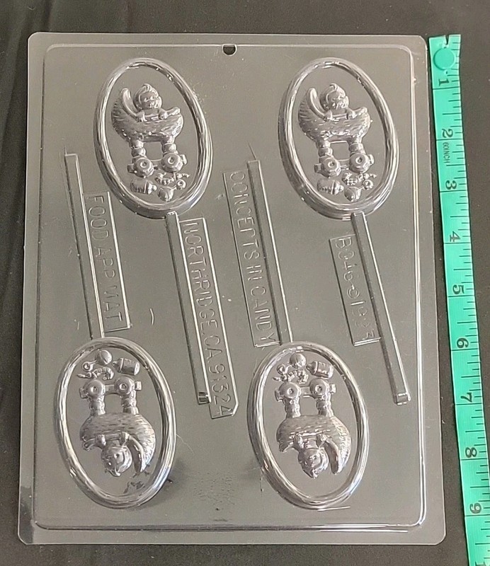 BABY Shower Boy Girl Carriage Stroller Oval Chocolate Lollipop Candy Mold